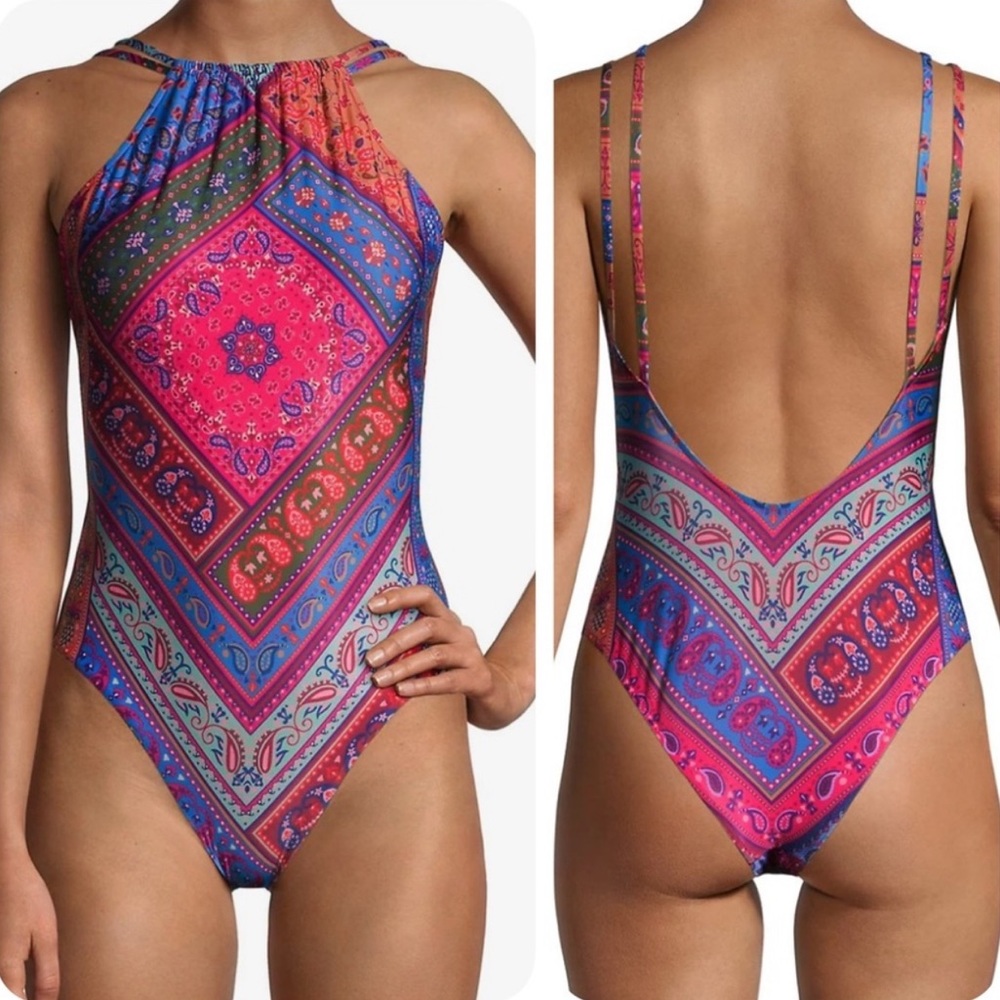 NWT Farm Rio colorful bandana one pice swimsuit sz XS - Picture 1 of 8